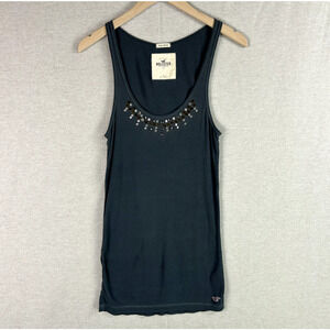 Vintage Hollister Womens Y2K Ribbed Tank Top Size L Sequins Fitted Preppy 90s